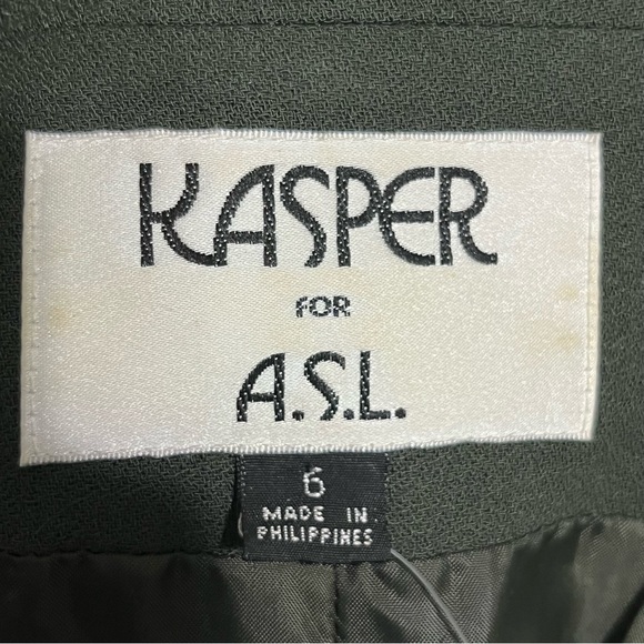 Kasper Army Green Double Breasted Blazer Sz-6 - Picture 8 of 10